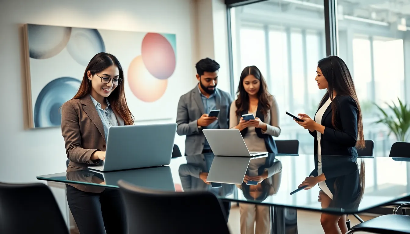 diverse team discussing startup growth strategies in a modern office.